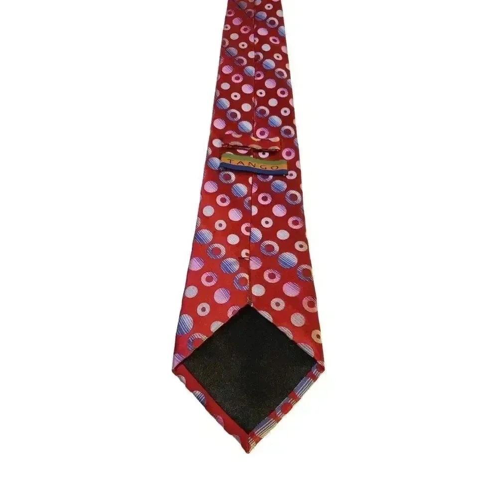 Tango Tie Necktie Neckwear Red Multicolored‎ Circle Pattern Luxury Designer Work